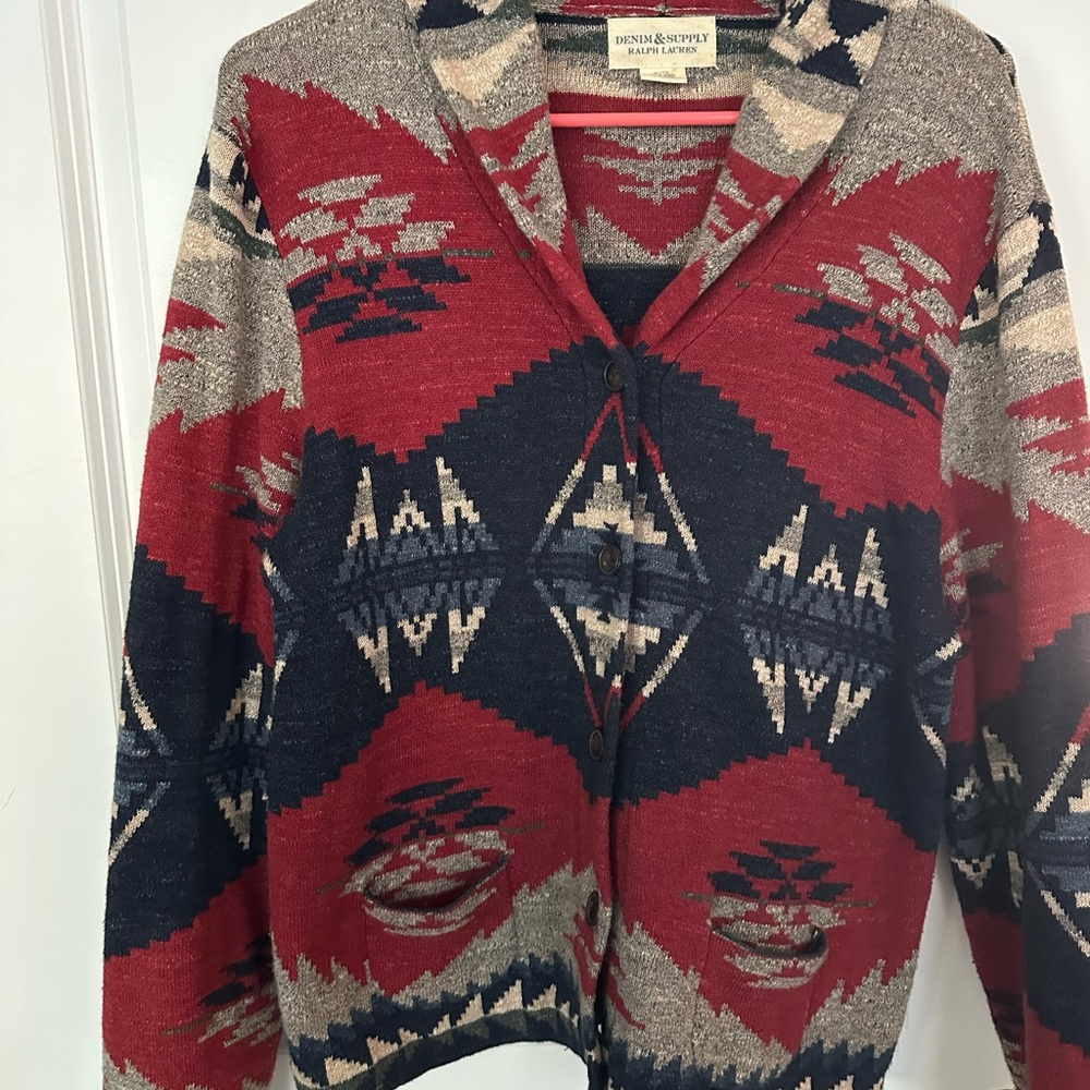 Denim & Supply Ralph Lauren Red and Blue Patterned Jacket